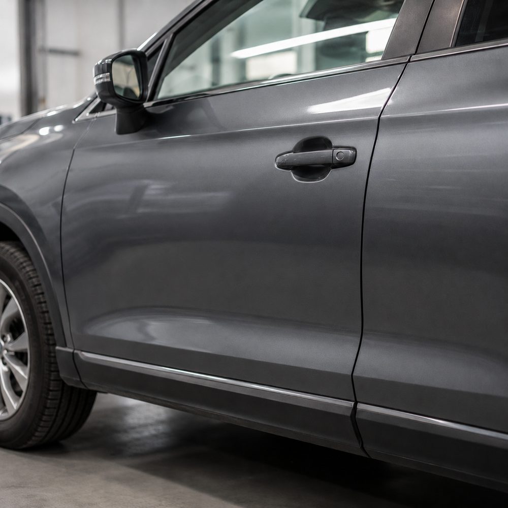 The same body panel repaired, like new